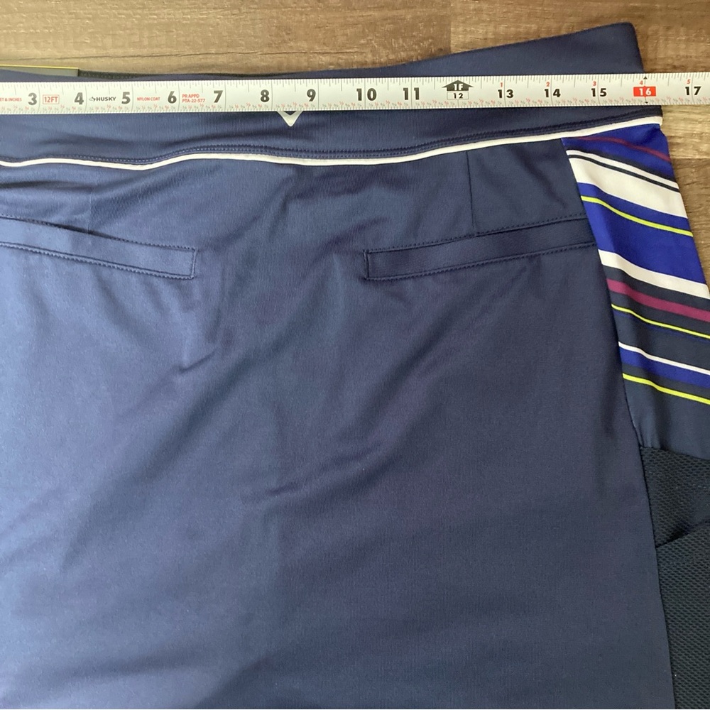 Callaway Women’s Skort Navy Blue Colorful Stripes Side Pockets Size M - Picture 6 of 15